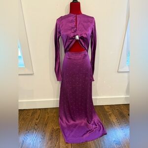 Johanna Ortiz Vibrant Purple Long Sleeve Dress